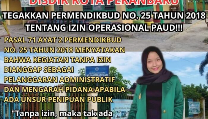 TK AISYIYAH BUSTANUL ATHFAL 1 Diduga Kuat Tak Berizin, JANARA: Dimana Disdik Kota Pekanbaru? Sidak atau Kami Laporkan!